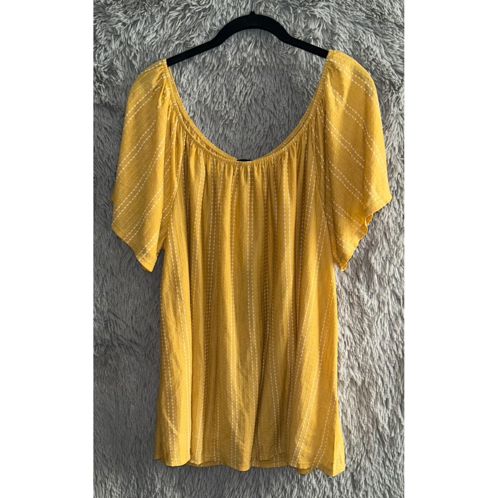 W5 Yellow Striped Off The Shoulder Smocked Top Women Size 3X
